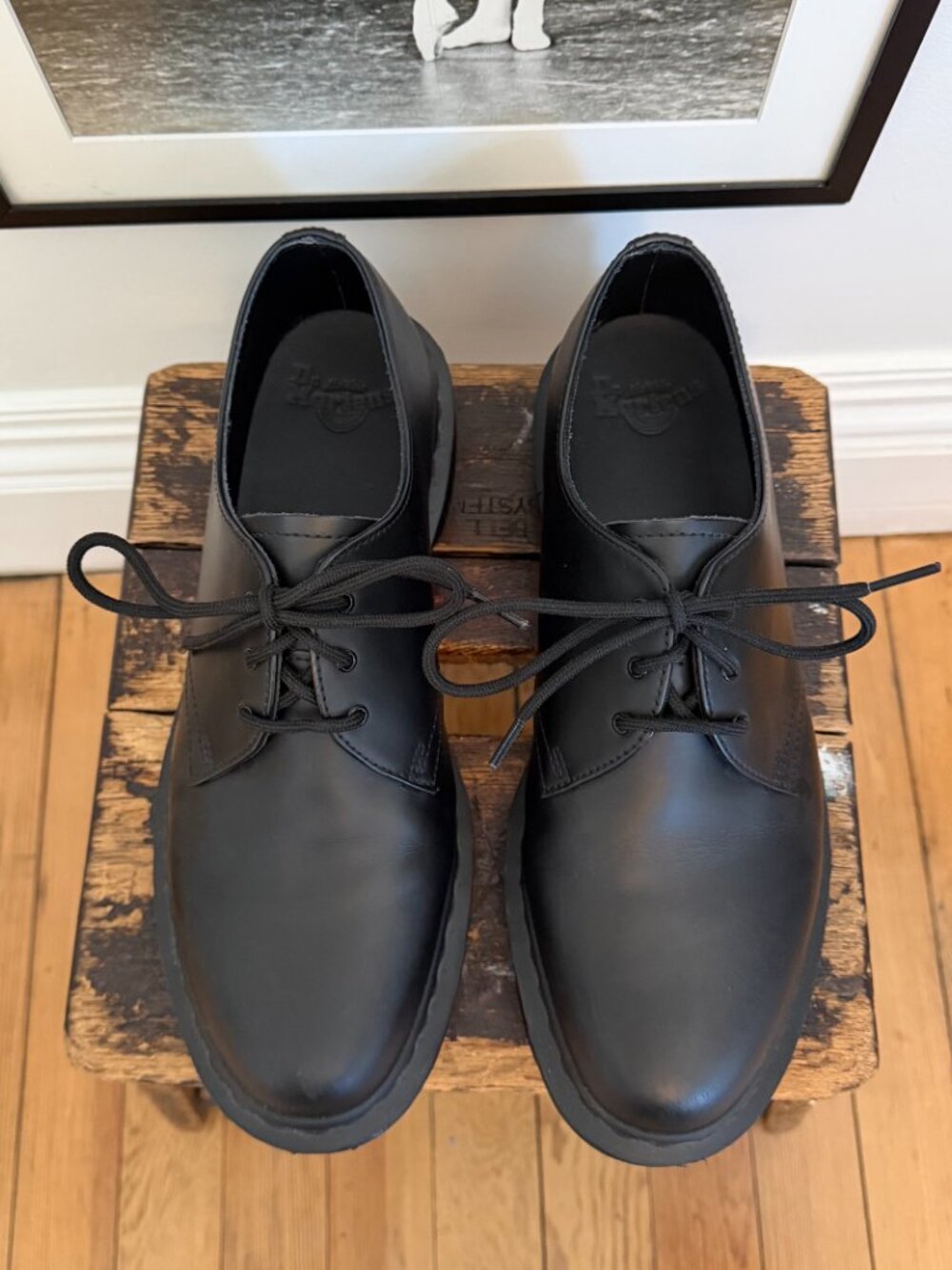 Dr Martens 1461 Mono Black Smooth Leather 3 Eye Oxford Shoes Goodyear Welted Air